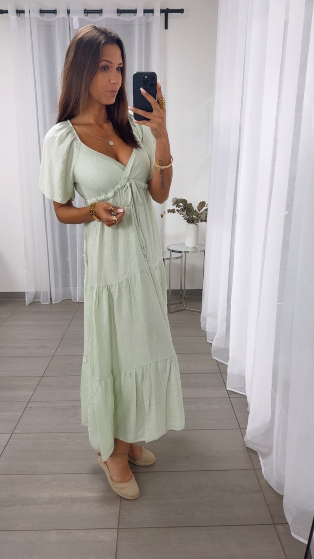 Maxi Lyocell Kleid mit verstellbarem Brustbereich / mint Art. 14917