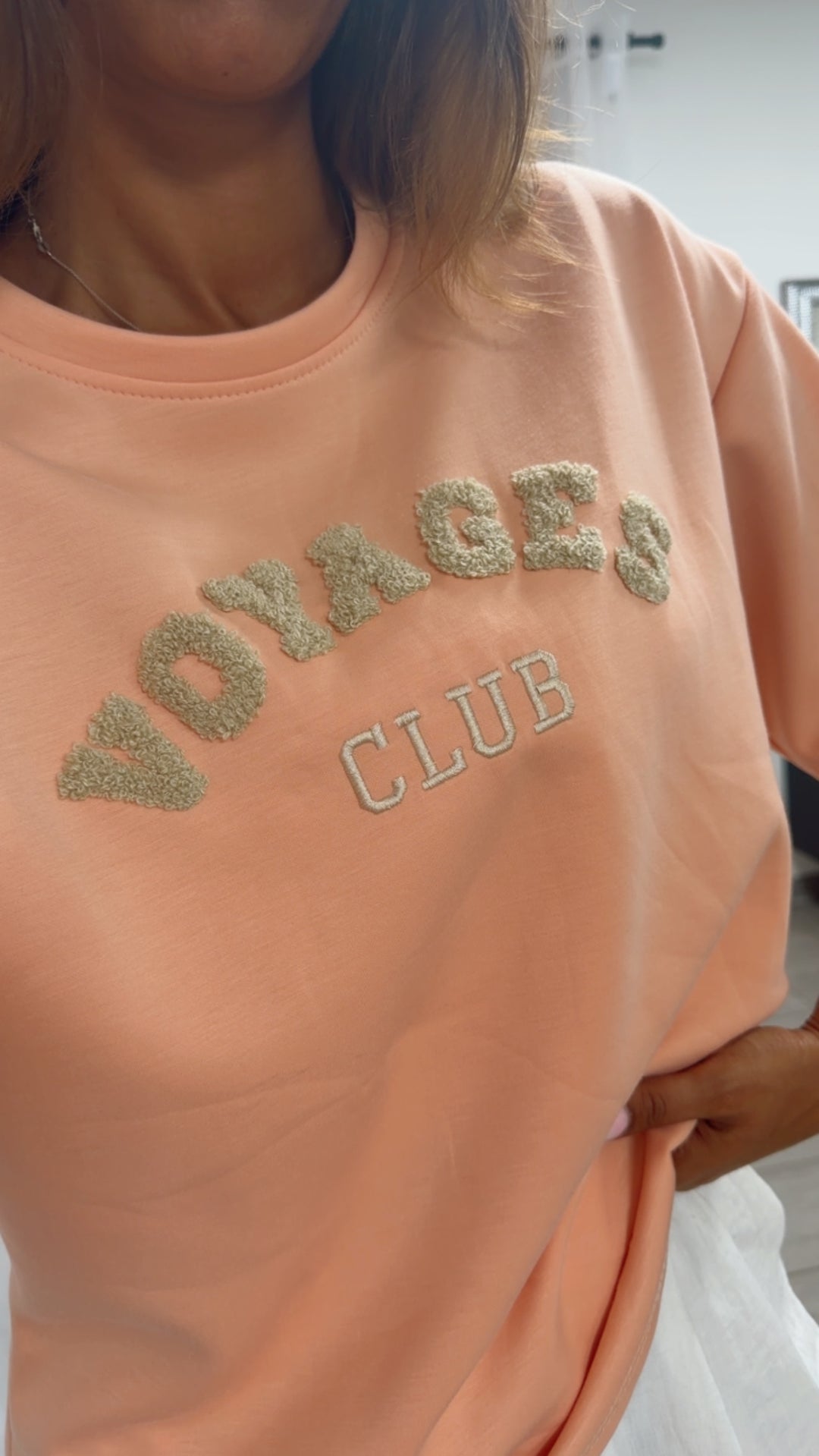 Butterstoff Shirt mit Bouclé Statement / soft apricot Art. 15555