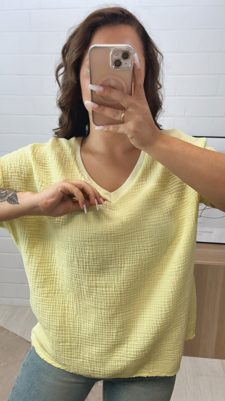 Musselin T-shirt, weiter Schnitt / soft gelb Art. 10250