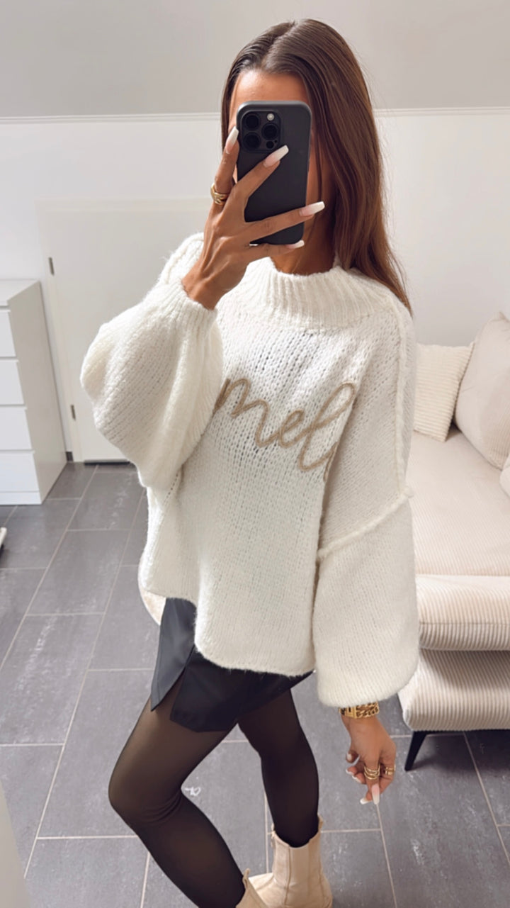 ORIGINAL " mamell " Midi Kuschel Pullover / wollweiss - beige Art. 8531