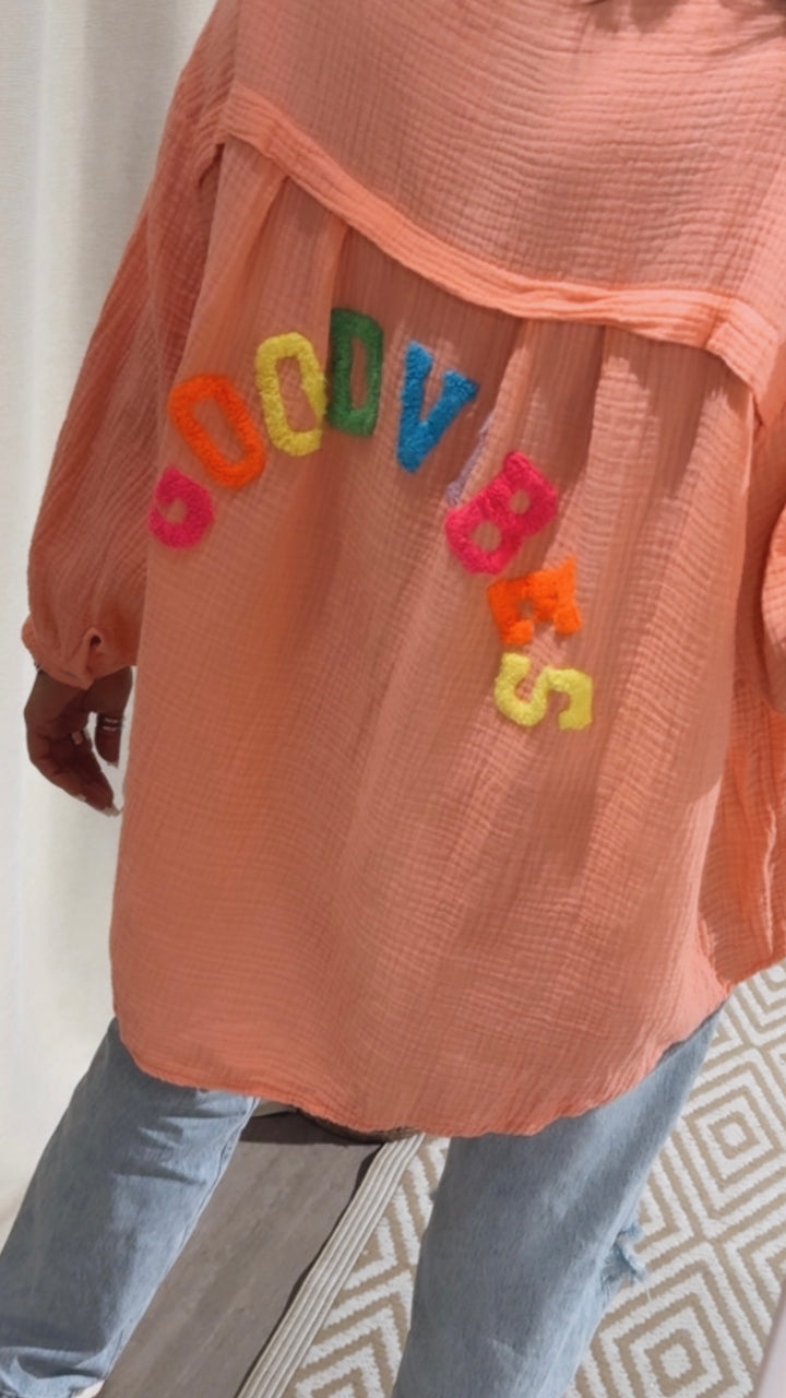 GOOD VIBES Musselin Bluse / soft peach Art. 14482