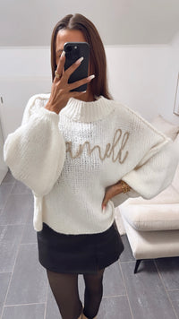ORIGINAL " mamell " Midi Kuschel Pullover / wollweiss - beige Art. 8531