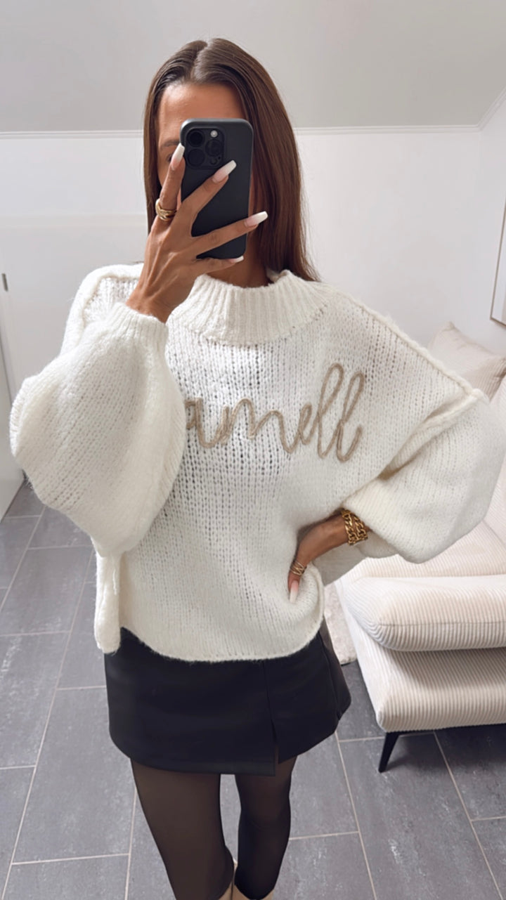 ORIGINAL " mamell " Midi Kuschel Pullover / wollweiss - beige Art. 8531