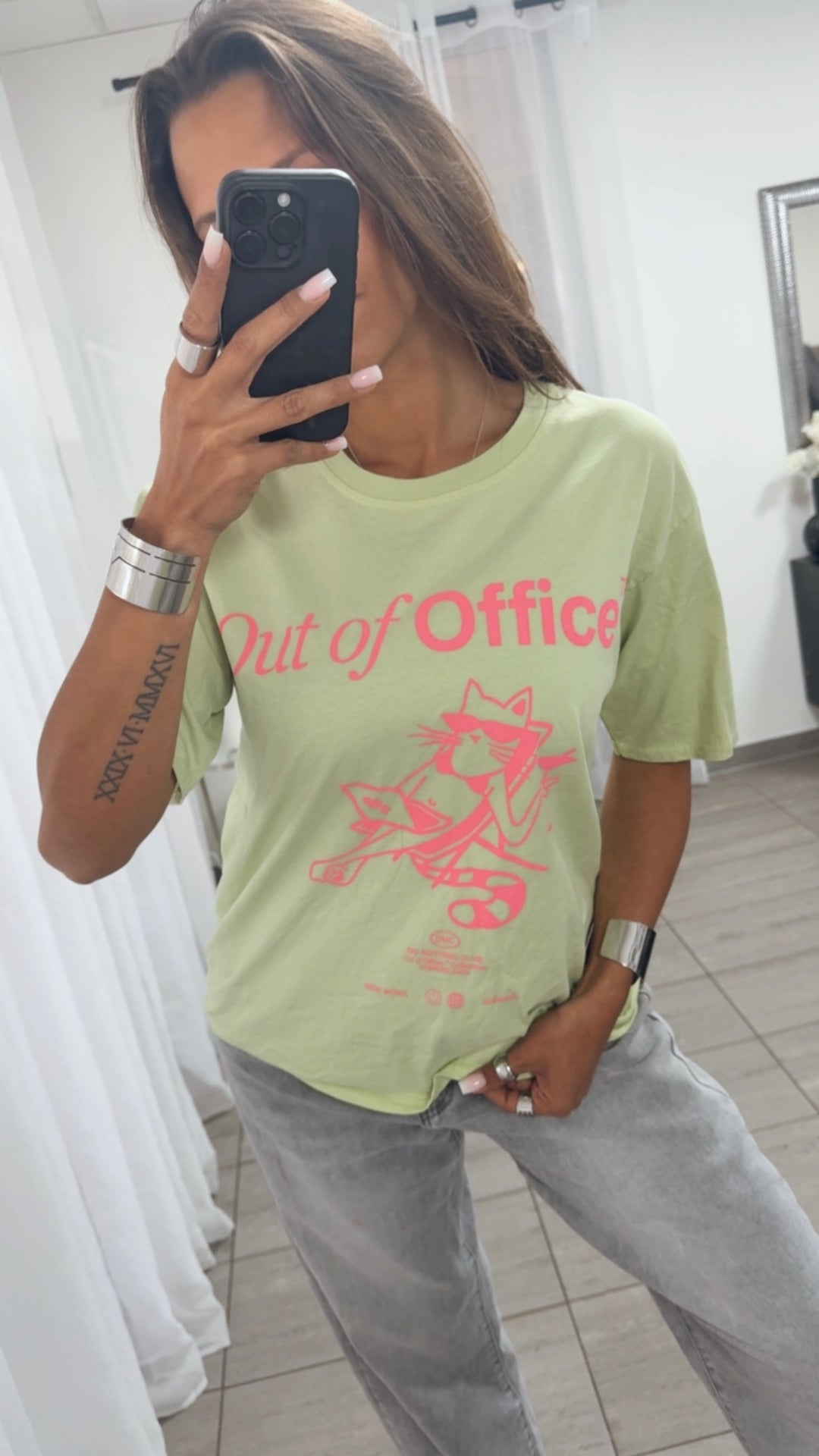 CAT T-Shirt / matcha grün - pink Art.14851