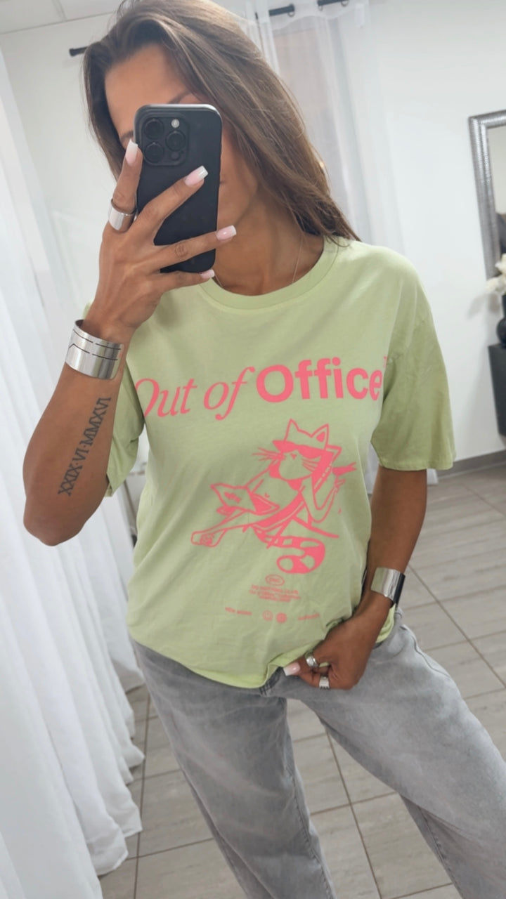 CAT T-Shirt / matcha grün - pink Art.14851