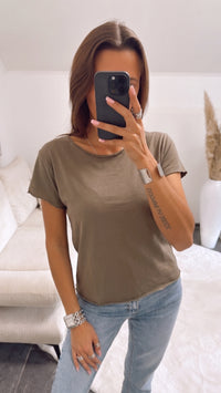 T-shirt mit Roll Saum / taupe Art. 16097