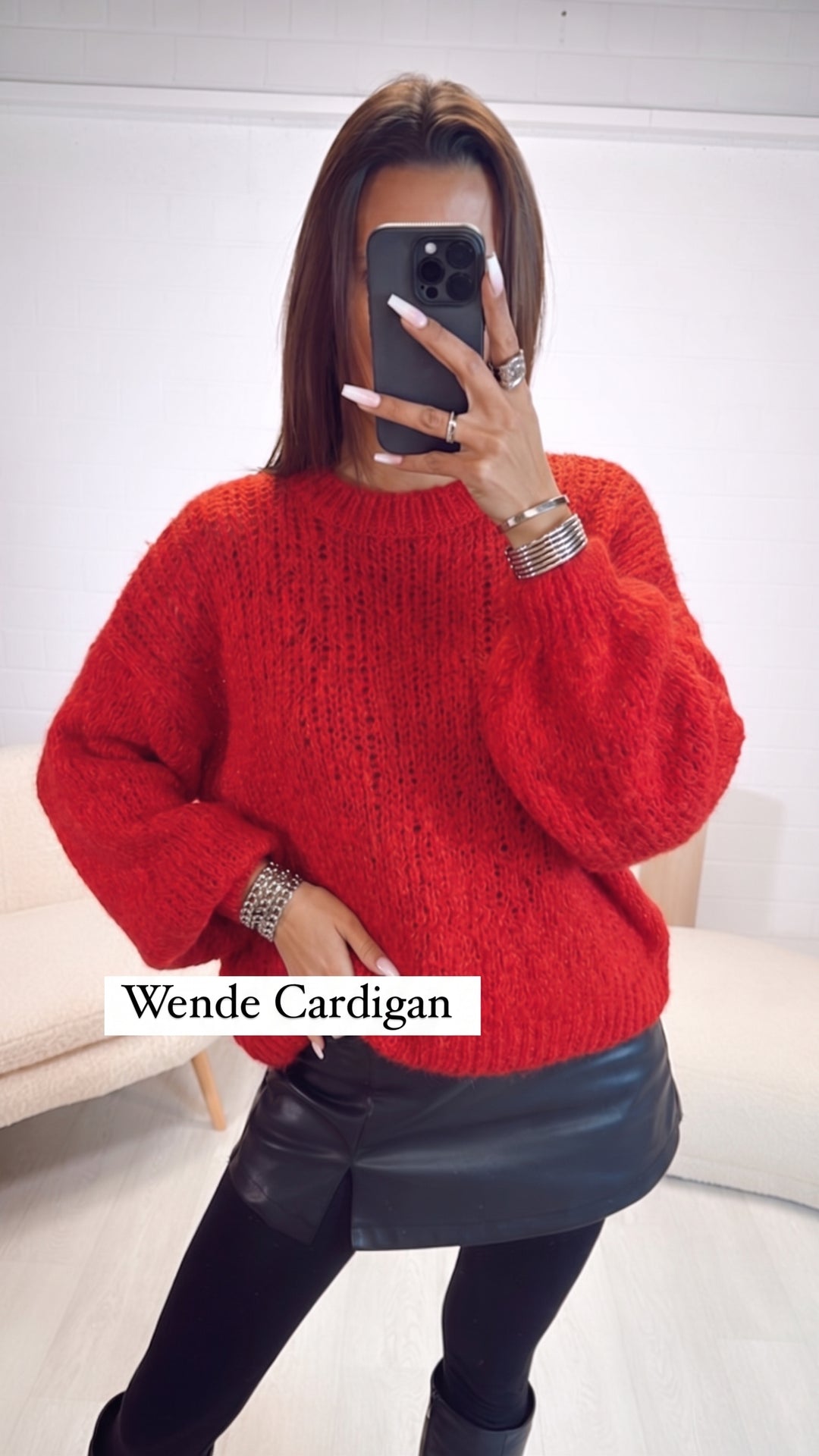 Wende Strick Cardigan zum schnüren / rot Art. 16203