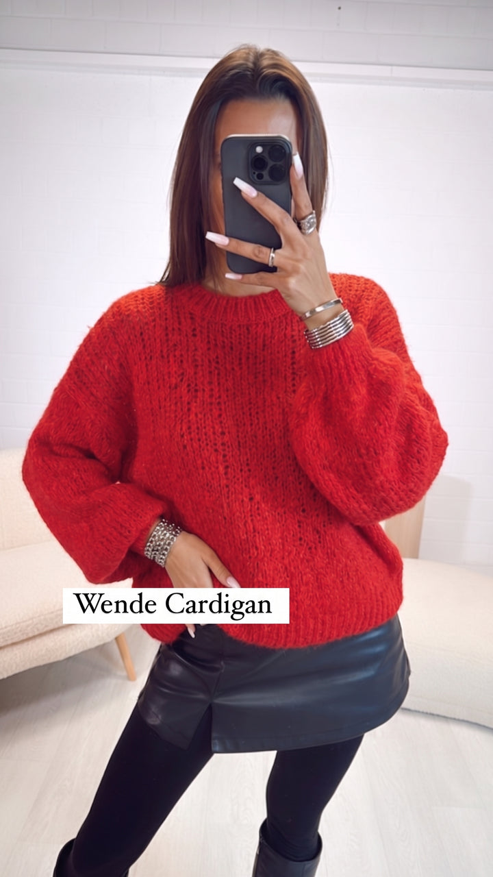 Wende Strick Cardigan zum schnüren / rot Art. 16203