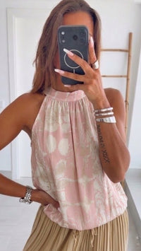 SOFT GRAPHIC ärmelloses Top / weiss -ultra soft pink Art. 15715