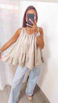 ultra dünnes, weites Oberteil mit Untershirt / beige Art. 15245