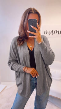 leichter Feinstrick Cardigan, offen / grau Art. 15471