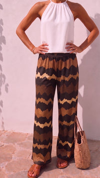 HORIZONT Palazzo Hose / schwarz - braun - beige Art. 15579