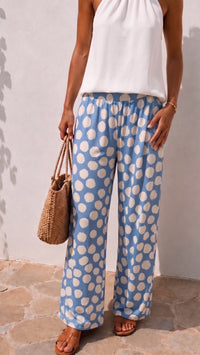 PUNKTE Palazzo Hose / hell blau - creme Art. 15703