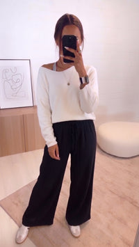 MUSSELIN lange Hose, schmaler Bund, ohne Taschen / schwarz Art. 16229