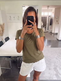 T-shirt mit Roll Saum / khaki Art. 16099