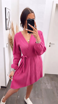 Musselin Kleid in Wickeloptik / pink Art. 16077