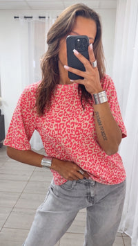 Leo T-Shirt mit lockerem Fit / soft peach - neon pink Art.14843