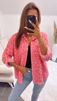 LEO BRUSTTASCHE Musselin Bluse / rosa - orange - pink Art. 16026