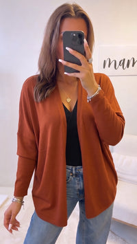 leichter Feinstrick Cardigan, offen / rost Art. 16020