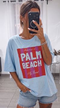 Oversize Shirt " PALM " / hell blau Art. 15801