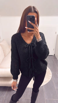 Wende Strick Cardigan zum schnüren / schwarz Art. 16202