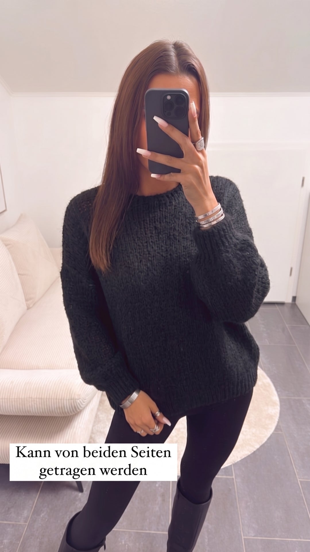 Wende Strick Cardigan zum schnüren / schwarz Art. 16202