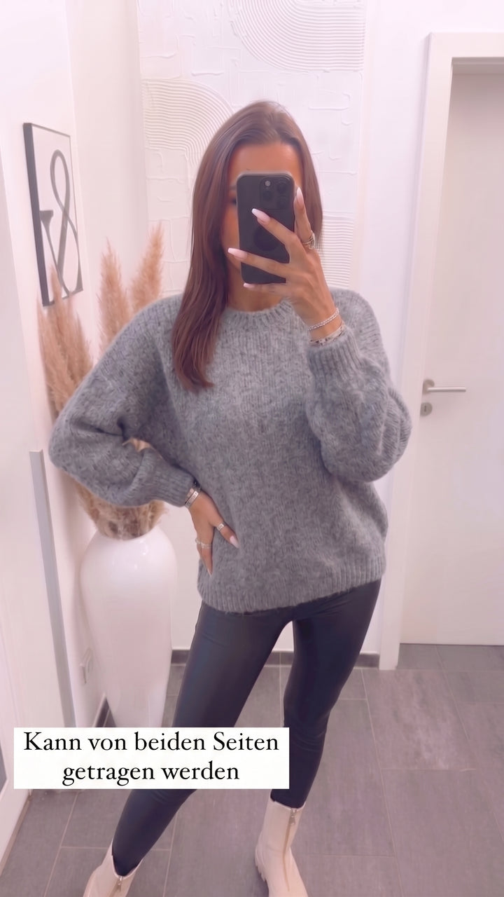Wende Strick Cardigan zum schnüren / dunkel grau Art. 16204