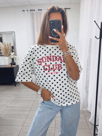 PUNKTE Shirt " Sunday Club " / weiss - schwarz - soft rosa Art. 15842