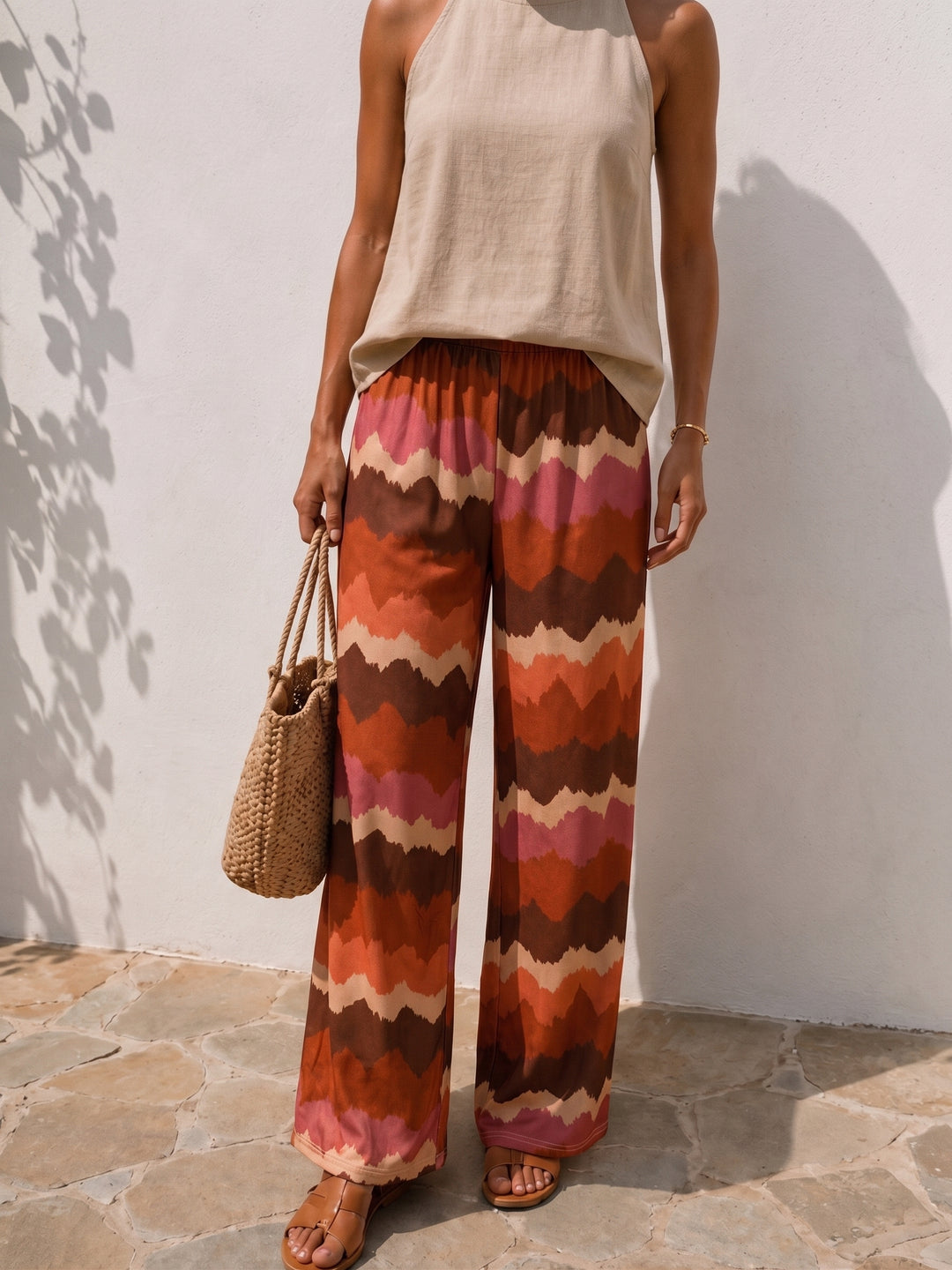 HORIZONT Palazzo Hose / rost - orange - beere - braun - creme Art. 15582