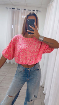 LEO Crop Ballon Oberteil / soft apricot - neon pink Art. 16018