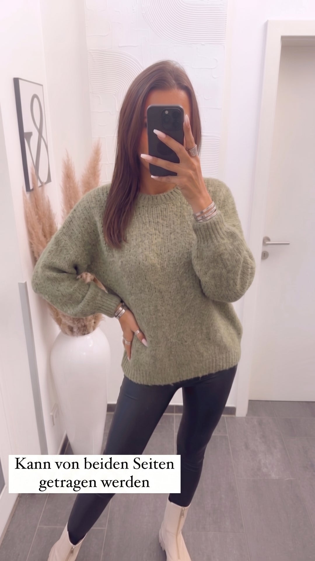 Wende Strick Cardigan zum schnüren / khaki Art. 16205