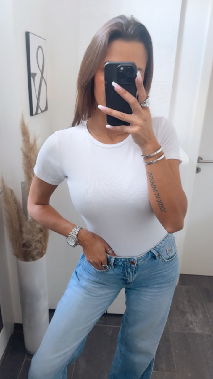 T-shirt in Ripp Optik / weiss Art. 12386