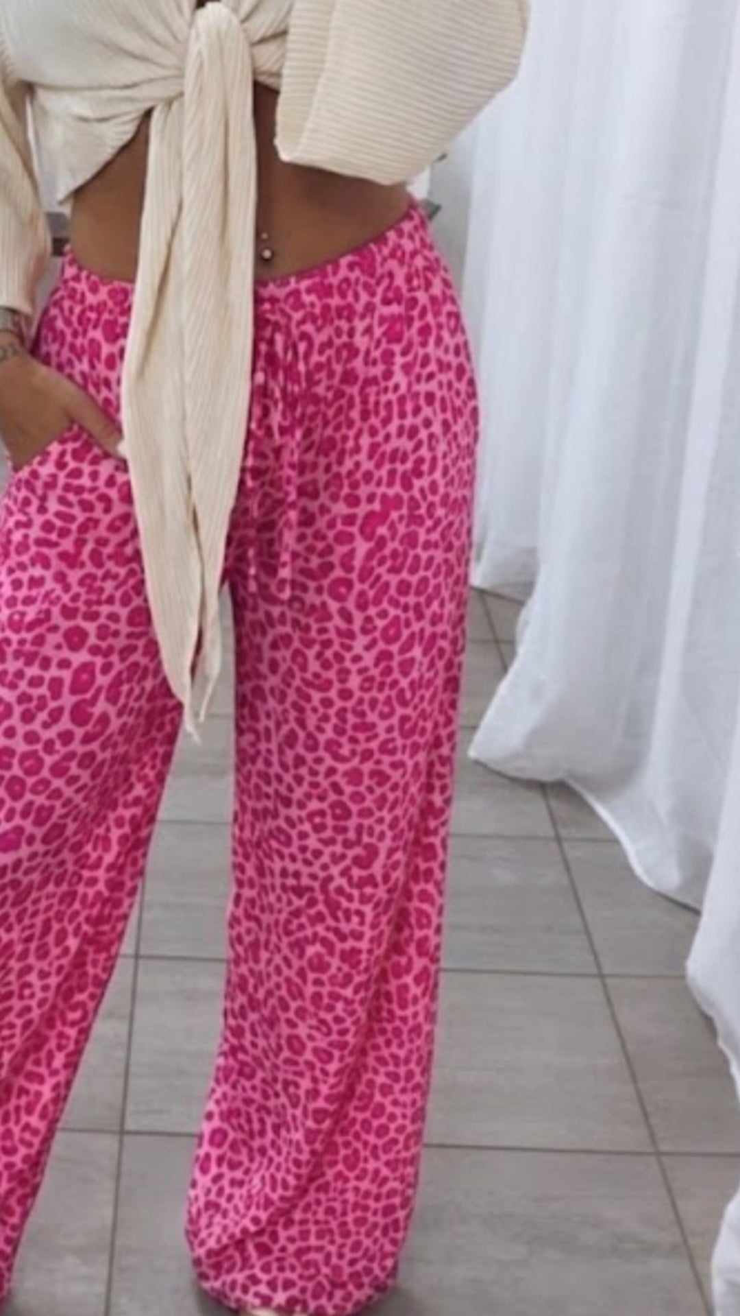 Softe Leo Stoff Hose KLEINES MUSTER / pink - magenta Art. 15394