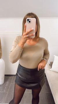 Langarm Oberteil, leicht transparent / beige Art. 12350