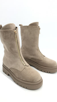 Wildlederimitat Chelsea Boots mit Reißverschluss "A-989" / light taupe Art. 5170