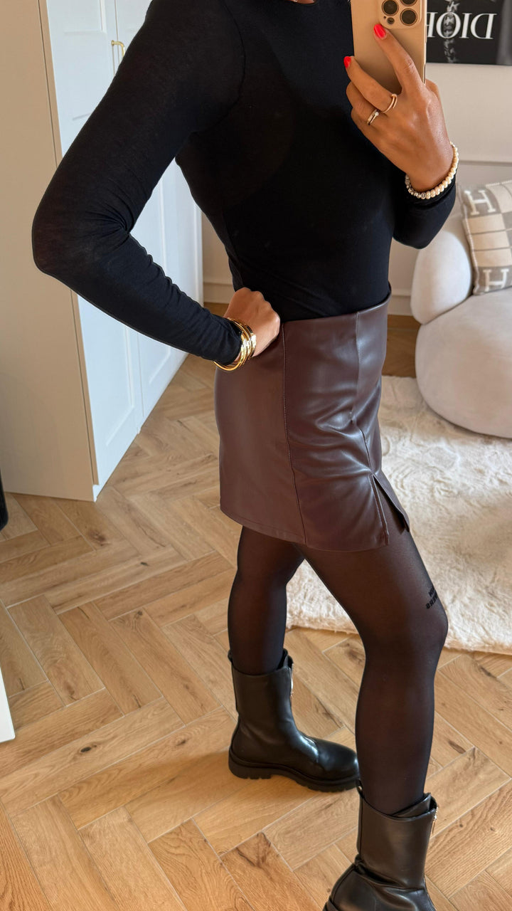 Lederlook Hosen - Rock / bordeaux rot Art. 12388