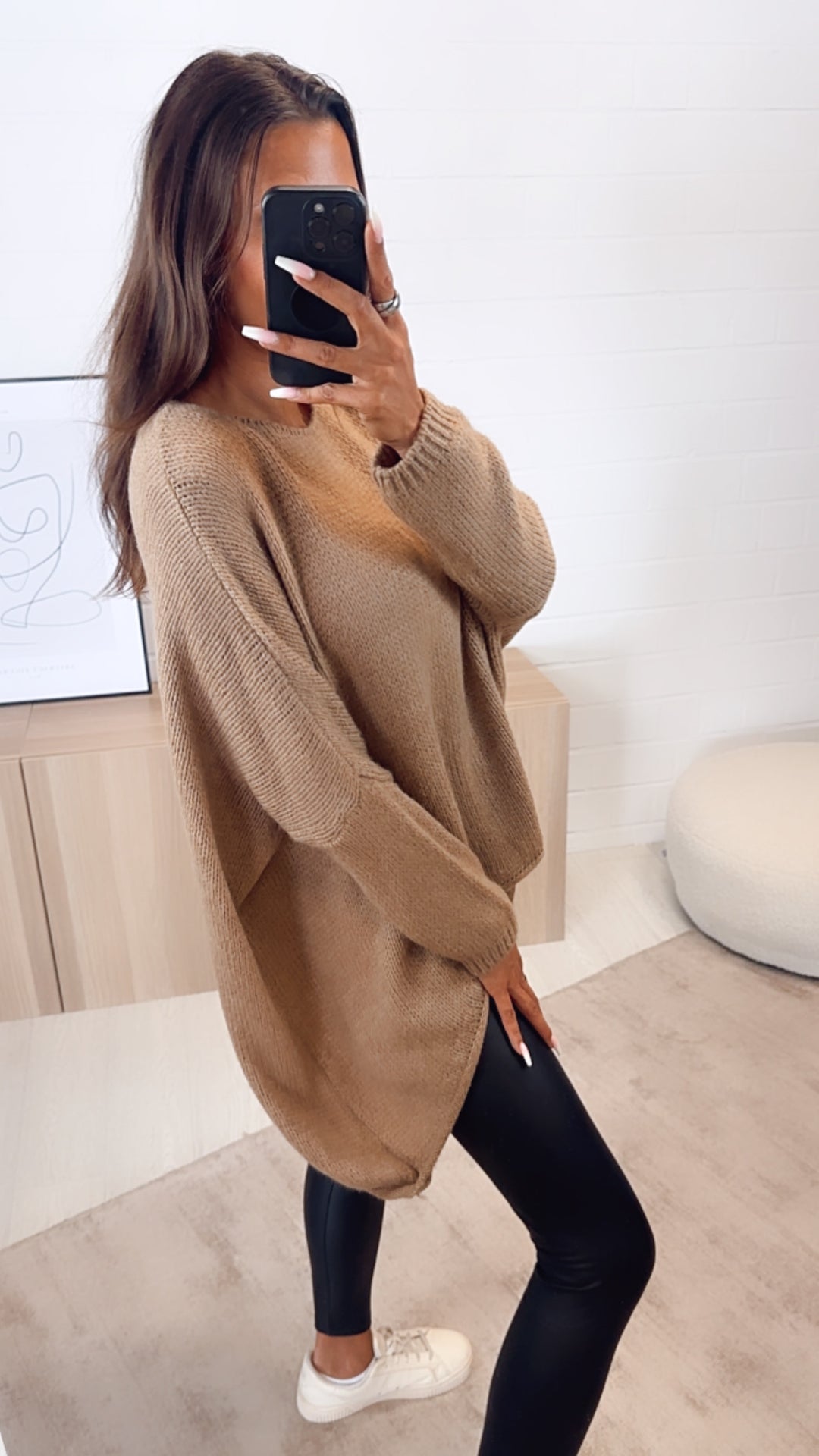 VOKUHILA oversize Strick Pullover / cappuccino - camel Art. 7012