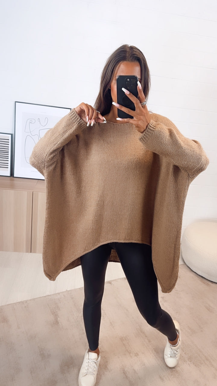 VOKUHILA oversize Strick Pullover / cappuccino - camel Art. 7012