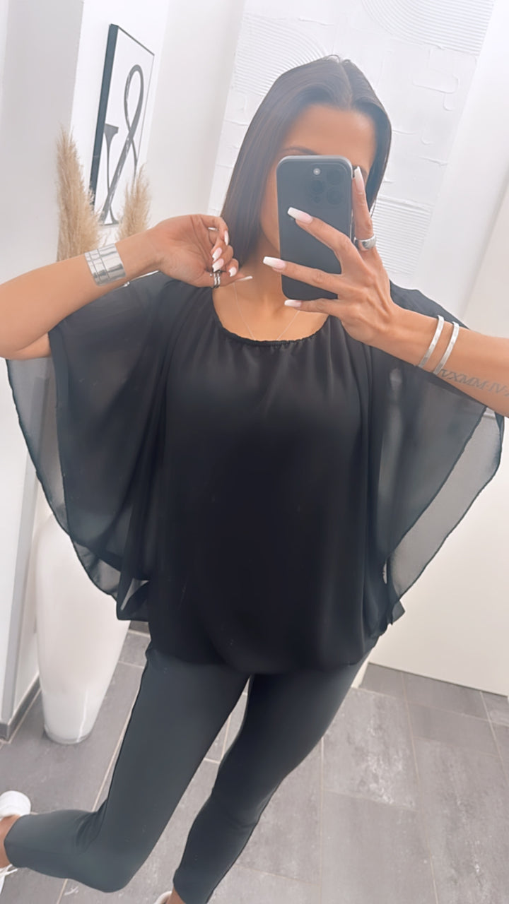 luftiges, weites Blusen Oberteil / schwarz Art. 5801
