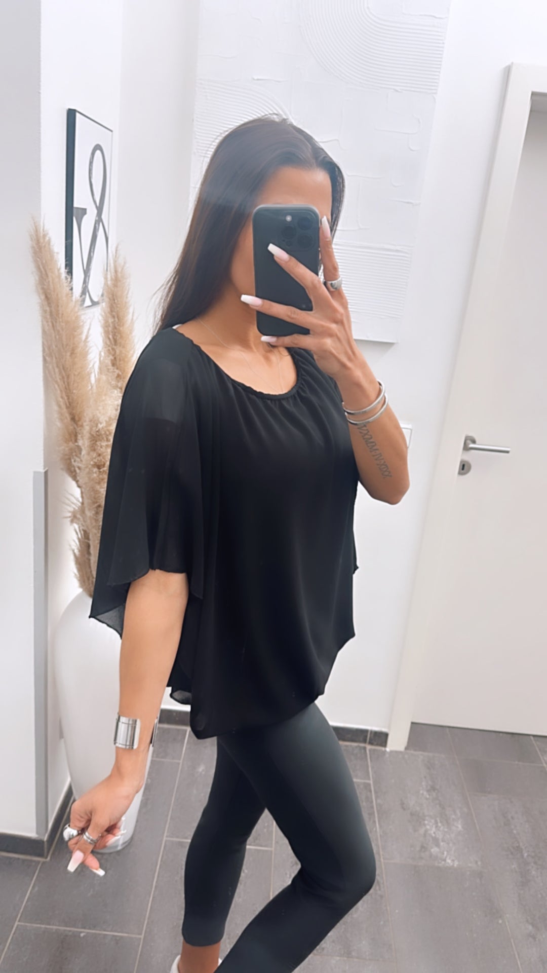 luftiges, weites Blusen Oberteil / schwarz Art. 5801