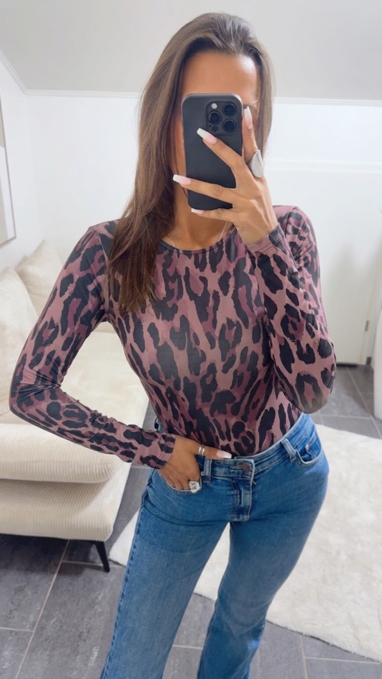 LEO Langarm Oberteil/ Body " XYS3398 " / alt rosa - lila - schwarz Art. 14444