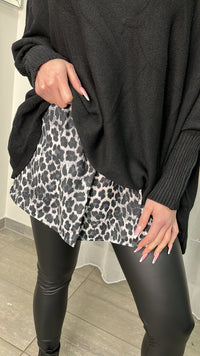 LEO Blusenrock / grau - schwarz -weiß Art. 13932