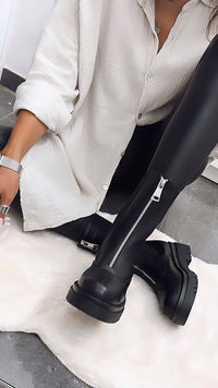 Zip-Boots - schwarze Boots mit Reißverschluss vorne A-989 / Art. 12361