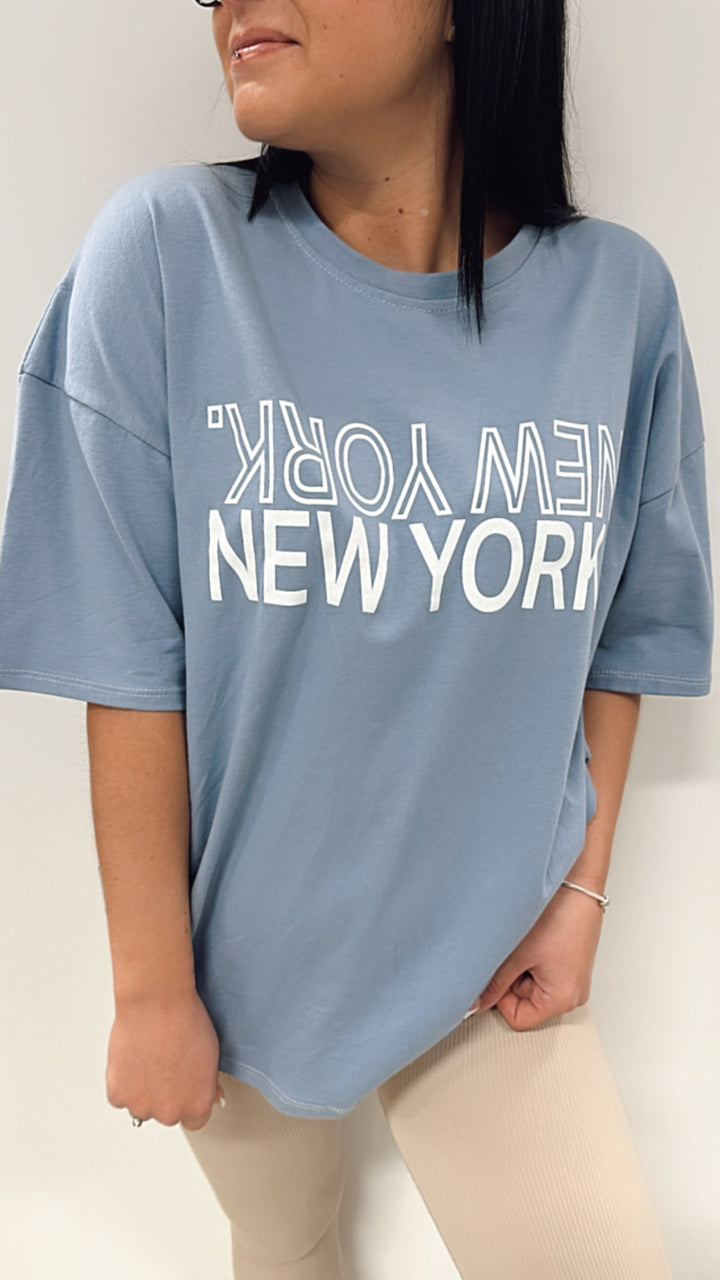 T-shirt "New York" / taubenblau Art. 5515