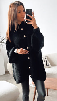 Kuschel Cardigan mit gold - Silber  Knöpfe / schwarz Art. 7378