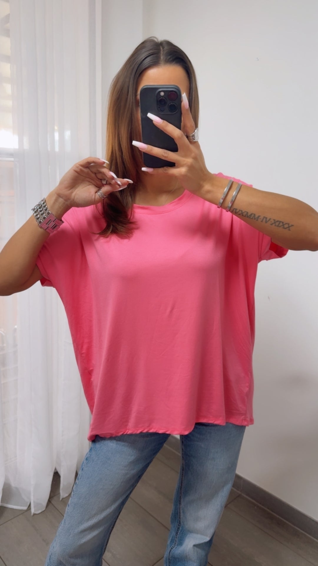 Vokuhila Long T-Shirt / soft pink Art. 14239