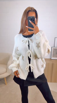 STERNE Strick Cardigan zum schnüren / wollweiss - beige Art. 12502