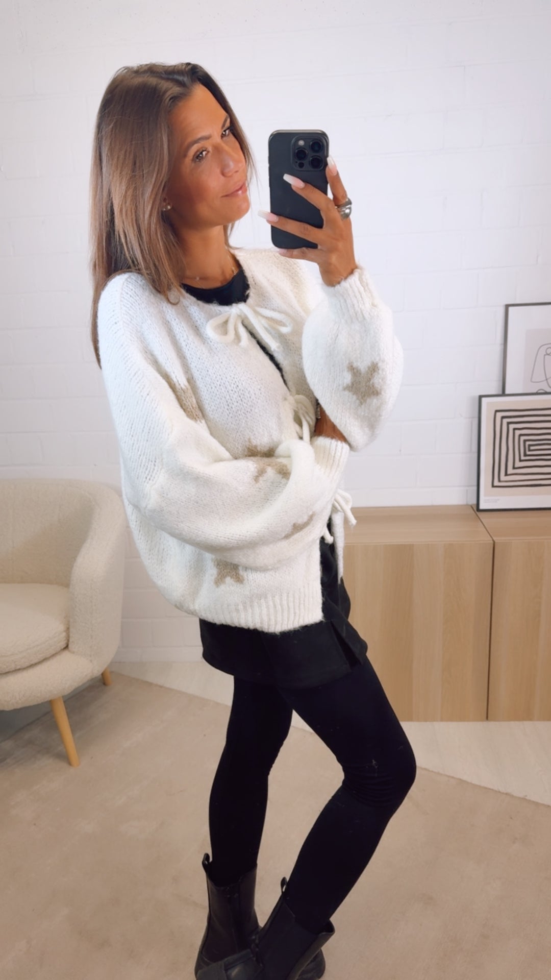 STERNE Strick Cardigan zum schnüren / wollweiss - beige Art. 12502