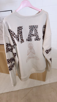 Pullover " Namaste " mit LEO Schriftzug / <b>beige</b> Art. 12497