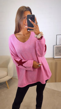 ultra oversize Strick Pullover " Take It Easy " / pink - bordeaux rot Art. 12517